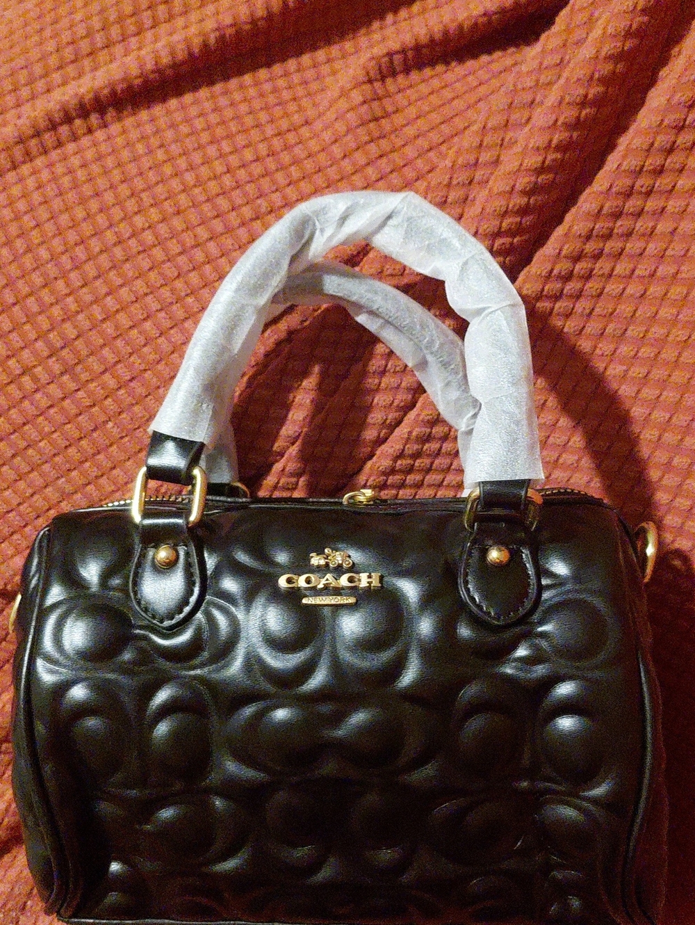 Coach Black Quilted Satchel with Gold Hardware